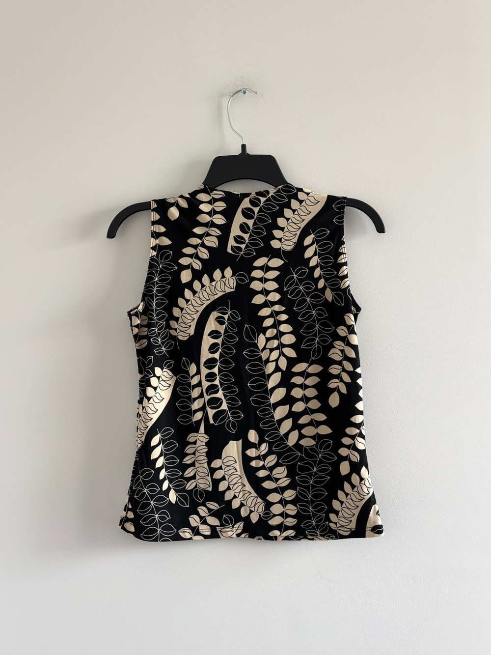 VTG Suzie In The City Tank Shell Top Black Beige Leaf Womens PS 90s Boho Office - Picture 2 of 9